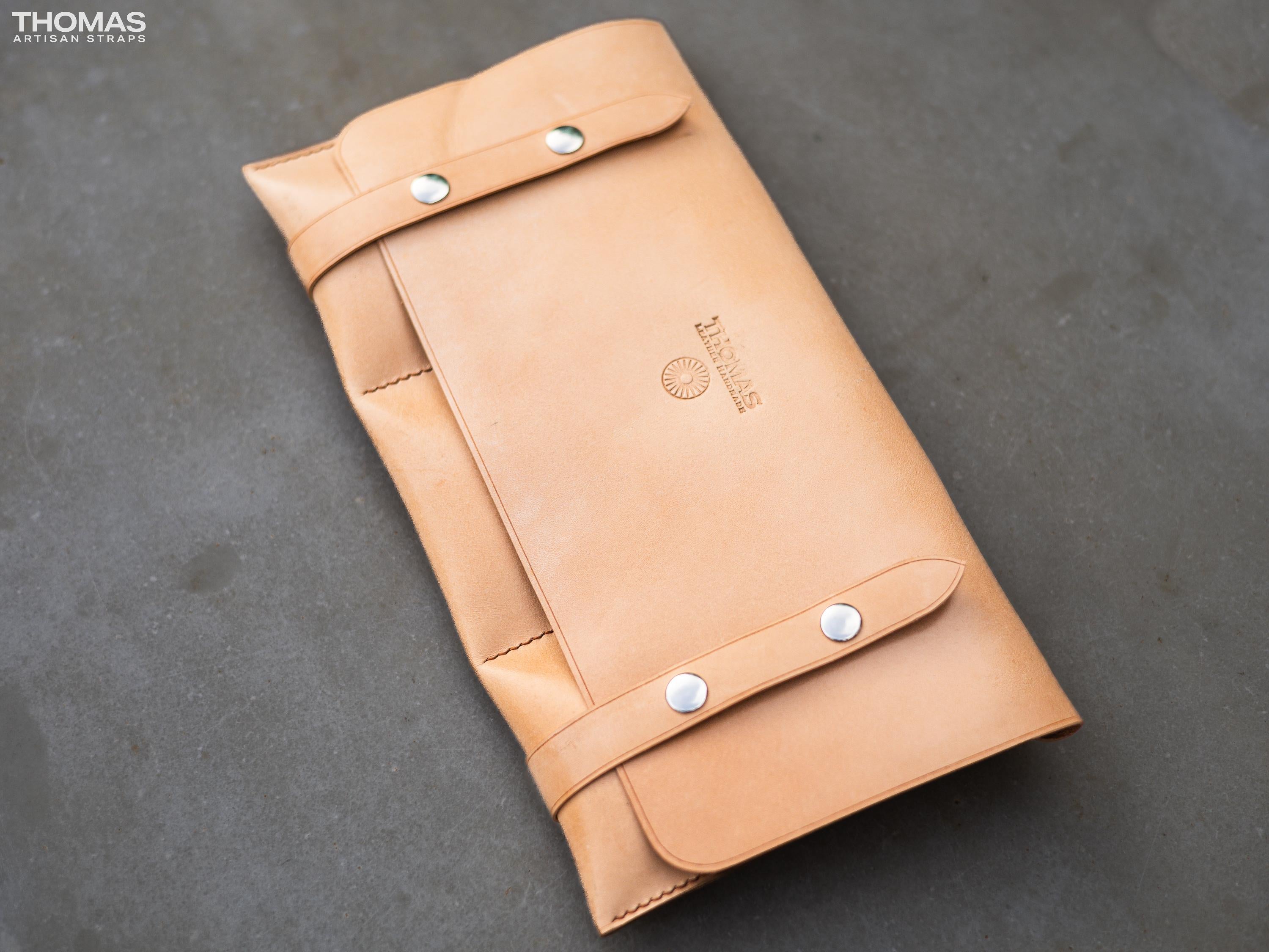 Three-Pocket Leather Watch Travel Case
