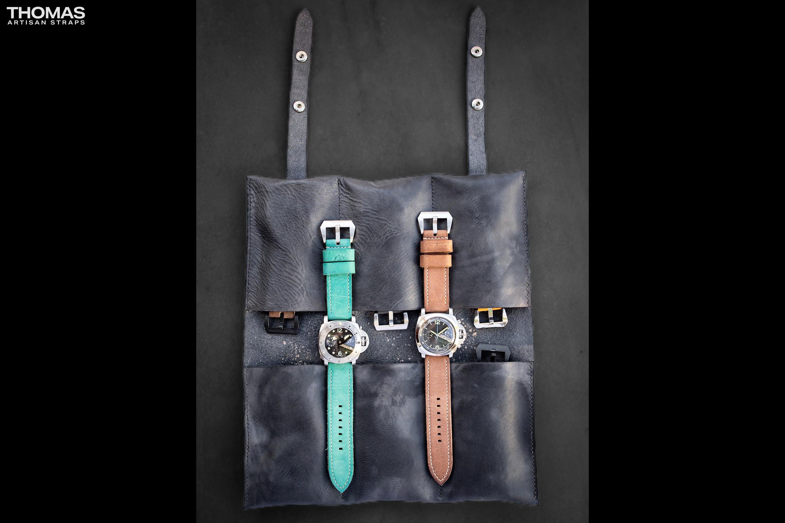 Six-Pocket Leather Watch Travel Case