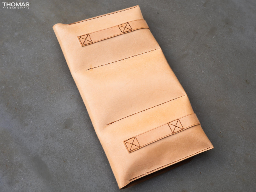 Three-Pocket Leather Watch Travel Case