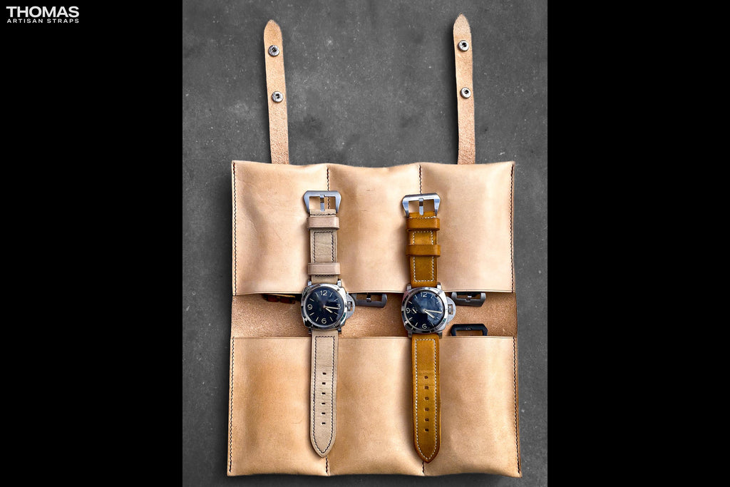 Six-Pocket Leather Watch Travel Case