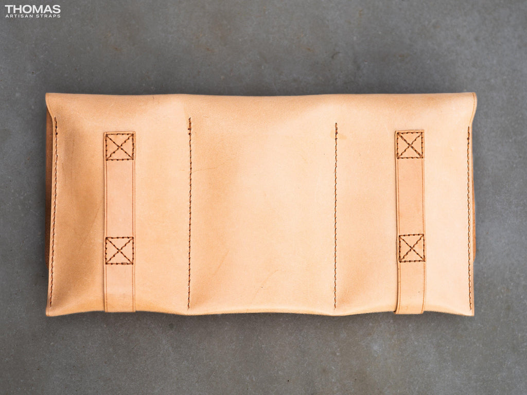 Three-Pocket Leather Watch Travel Case