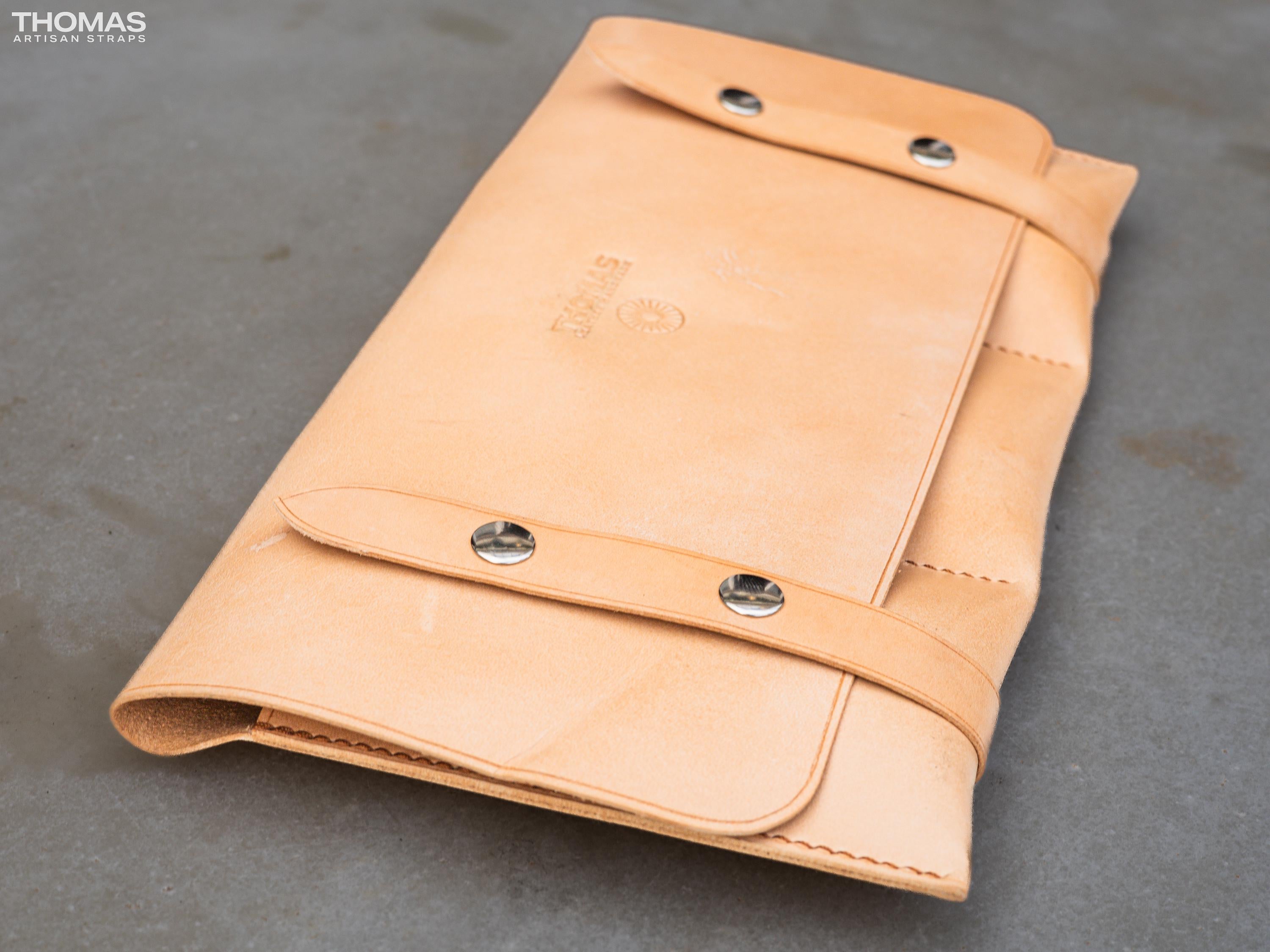 Three-Pocket Leather Watch Travel Case